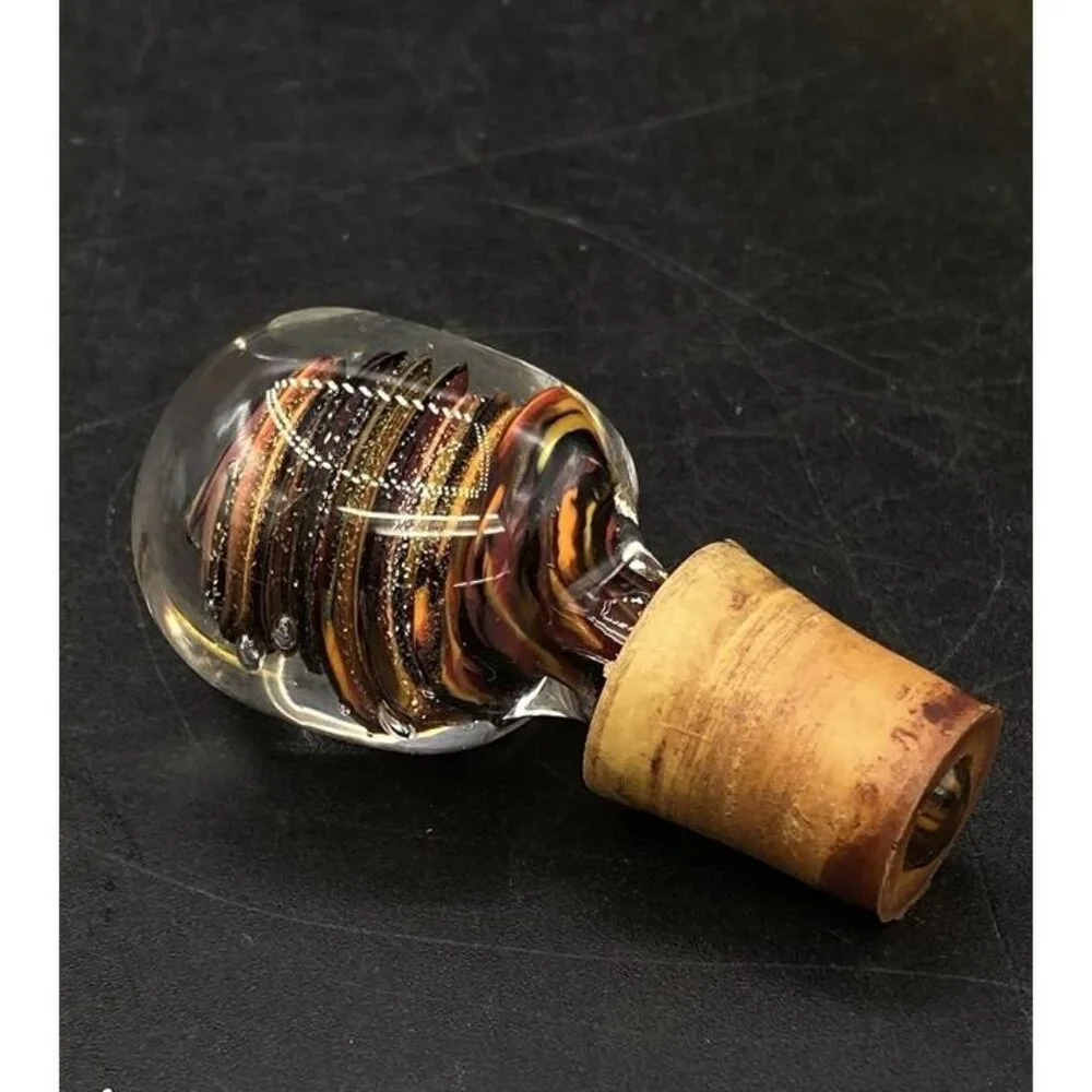 Artistic Murano Art Glass Wine Bottle Stopper Fall Colors Gold & Glitter